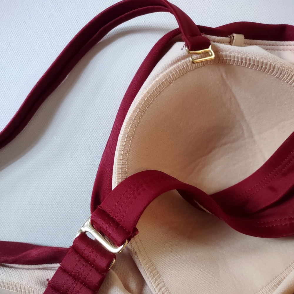 Kona Sol Maroon One Piece Rouched Swim Suit Large - Picture 12 of 13